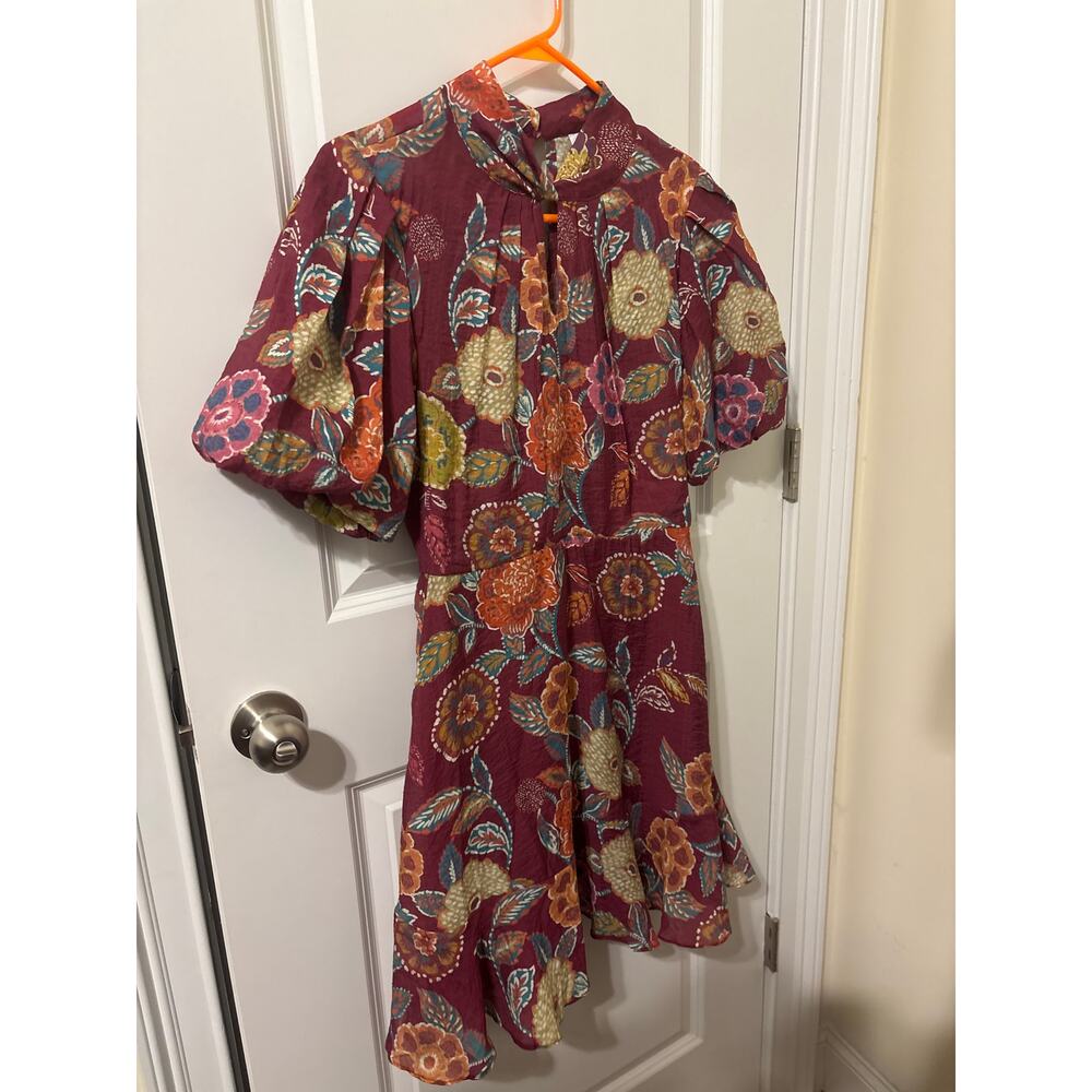 THML nwt dress small floral orange fall colors